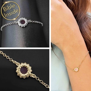 Religious Gift for Her, Nano Bible Bracelet, Unique Christian Jewelry, Love Bracelet Gift, Flower of Love Bracelet, New Testament Bracelet