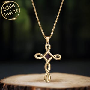 Cross Chain With Nano Holy Bible Inside Religious Pendant Design Meaningful Faith Jewelry Christian Symbol Gift Traditional