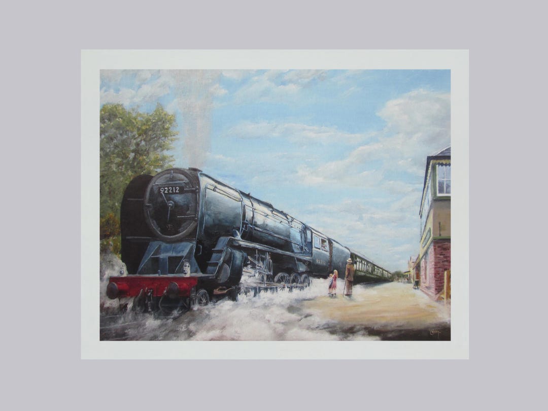 STEAM TRAIN Art Print - BR Evening Star Class Locomotive - Giclee Fine ...
