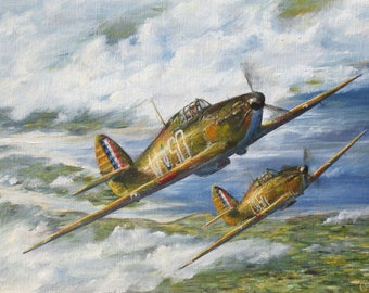 Hurricane Aeroplane Greeting Card - Aviation Art Card - Battle of Britain Commemoration - Blank Inside - Conway Rowland, Wales Artist