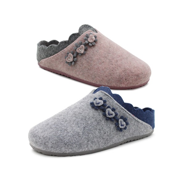 Womens Felt Backless Slippers Ladies Slip On Mules Casual Indoor House Shoes