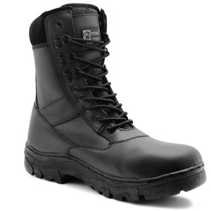 Pre-owned Tactical Boots Genuine Leather Black Hunting Motorcycle Combat  Mens Touring