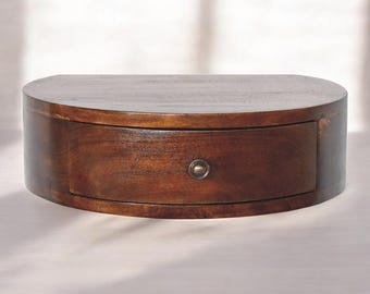 Vintage Half-Round Chestnut Floating Nightstand