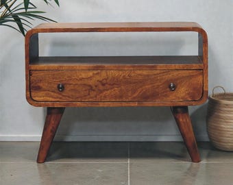 Vintage Mini Chestnut Curved Media Unit