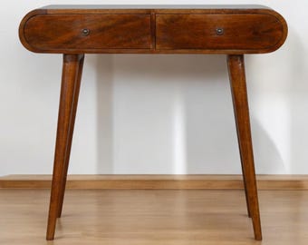 Elegant Chestnut Console Table with Rounded Design