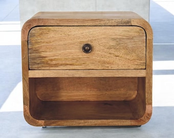 Oak-ish Mini Floating Mango Wood Nightstand