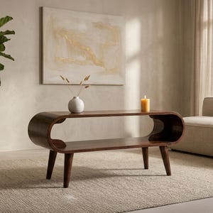 Mid Century Modern Round Coffee Table – Solid Wood, 5 Color Options
