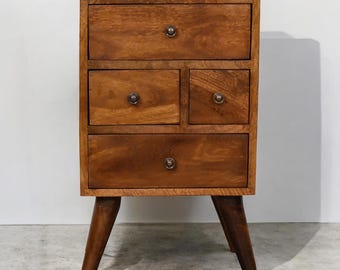 4 Drawer Multi Chestnut Nightstand