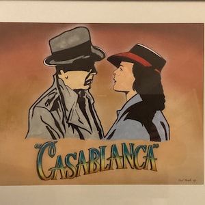 Ilustración original de Casablanca, aerógrafo, tinta, marcador, gouache, lápiz, 16" x 20"