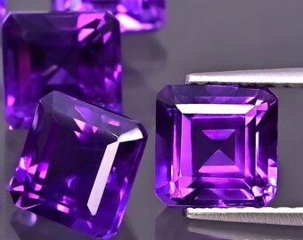 Amethyst A faceted octagon 6x6, 8x8 mm