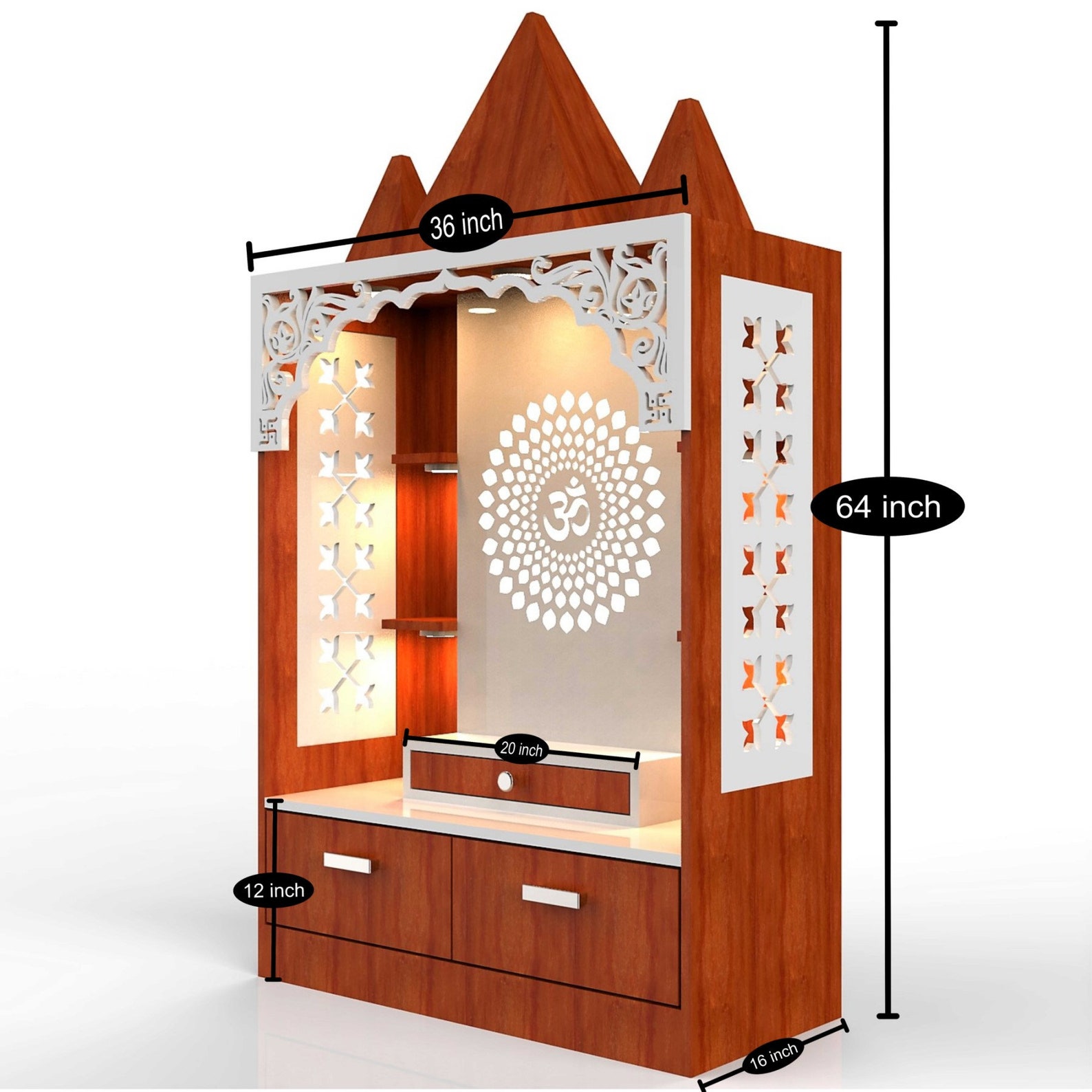 Large Wooden Pooja Mandir / Mandir for Home & Office / Temple for Home