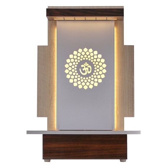 Designer Elegant Wooden Pooja Temple With LED Lights for Home and