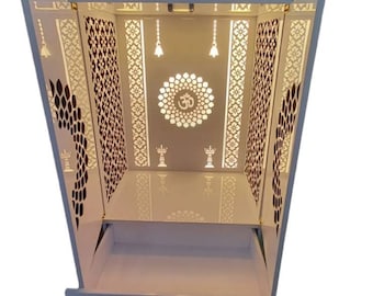 Customized Wooden Cabinet Desginer Mandir With LED / Mandir For Home & Office / Temple For Home / Pooja Ghar / Mandir With Lights /Storage