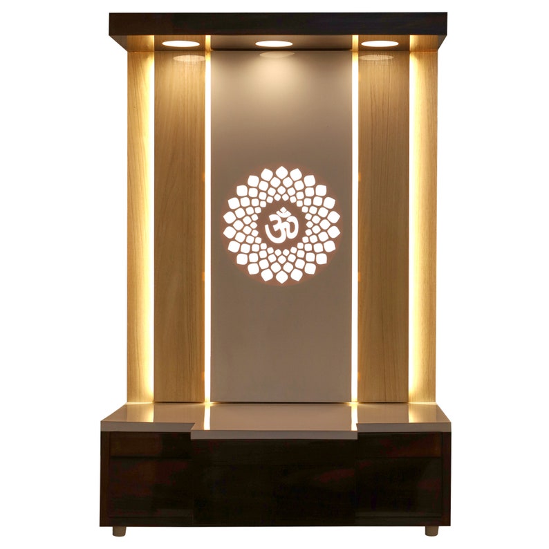 Customized White Brown Wooden Temple With LED Lights for Home Etsy