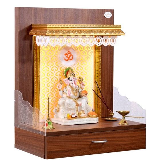 Wooden Temple for Home With LED Light Puja Mandir Designer Temple