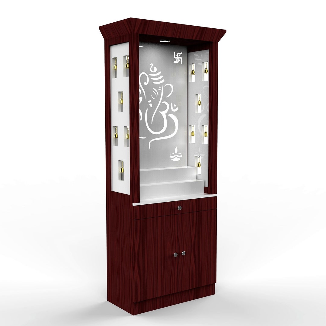 Large Wooden Pooja Mandir for Home With LED Lights / Home Designer