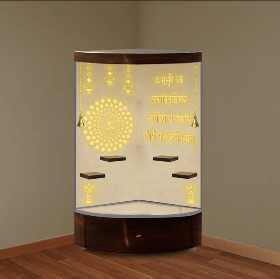 Customized Wooden Temple / Corner White LED Light Temple for Home and