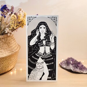 Nyx, Handmade screen printing. You can get one to decorate your home! Mythological figure. Serigraphy. Perfect gift