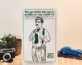 Seit Ties poster, black and green. Handmade, screen printing, handcrafted. Perfect for Father's Day! Gift for him, Classic style.