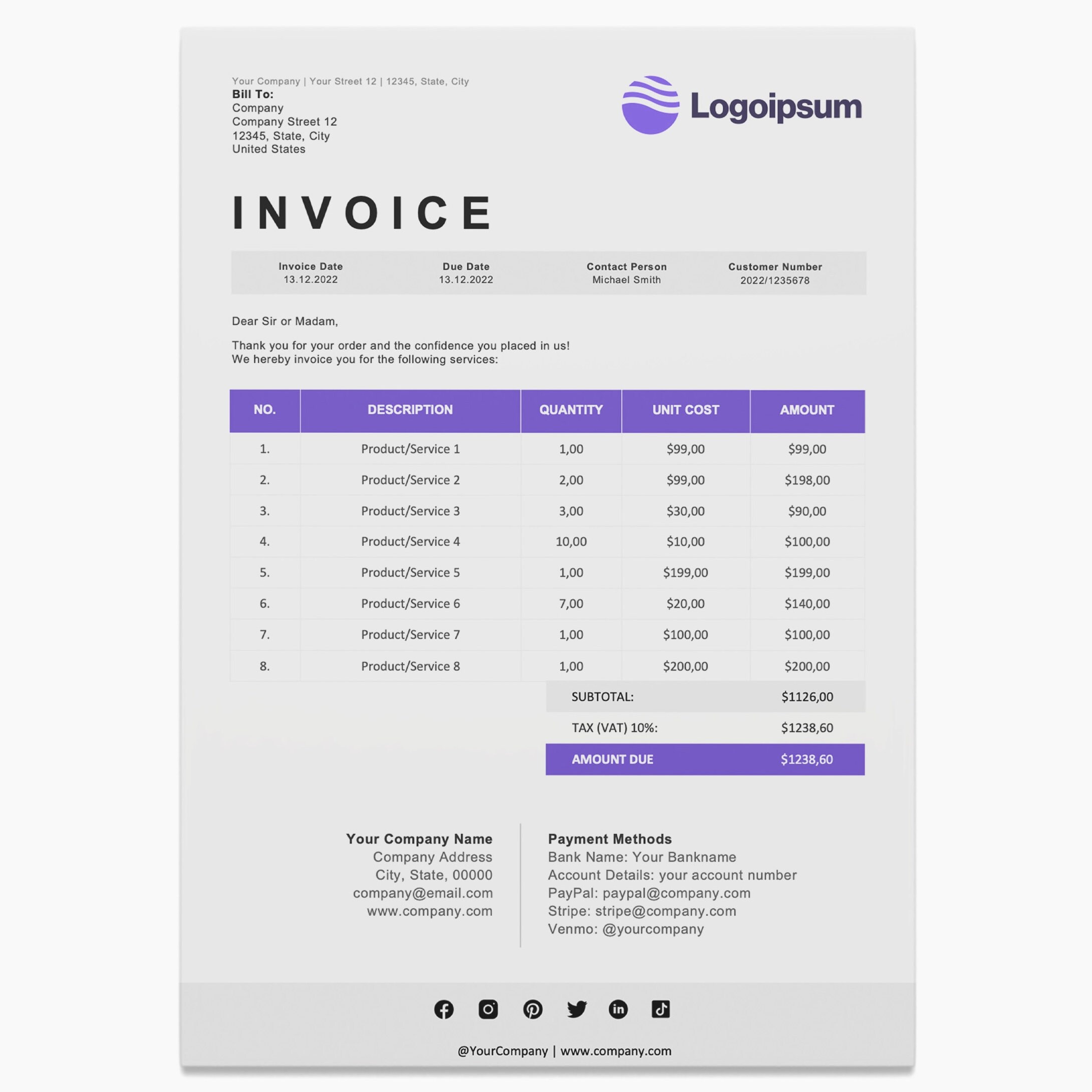 Invoice, Invoice Template, Business Invoice, Photography Invoice ...