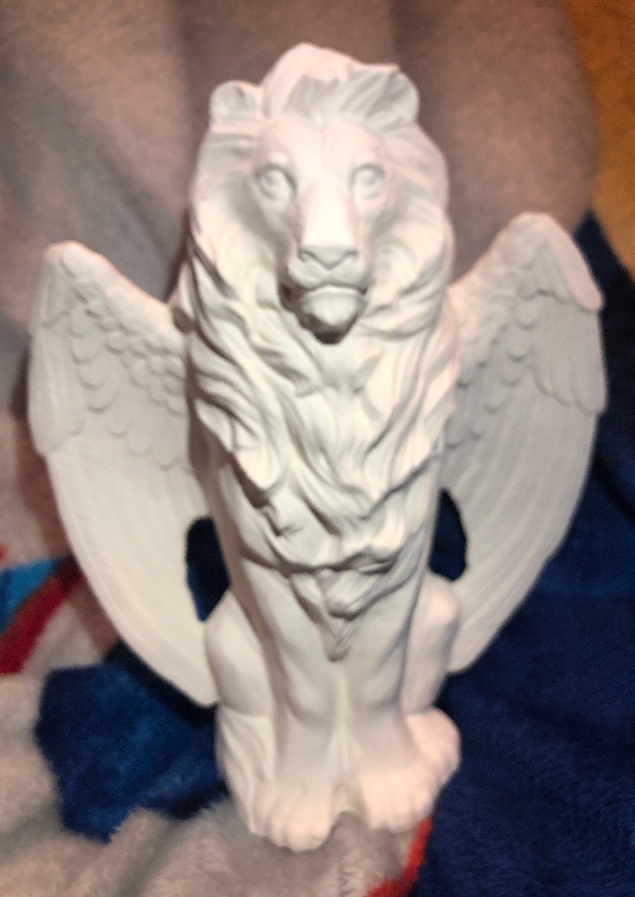 Ceramic Bisque Winged Lion Etsy
