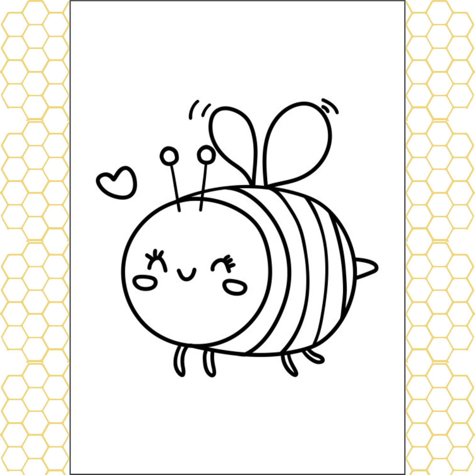 Honey Bee Coloring Pages. 13 Pages, 8.5x11. Digital Download. - Etsy