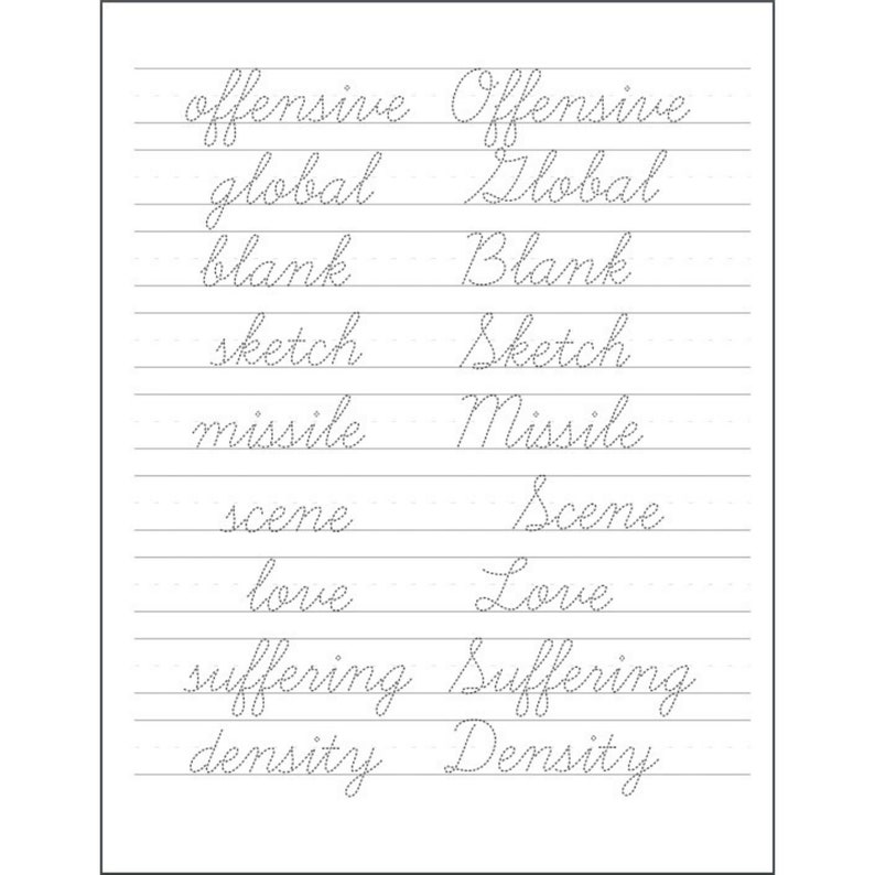 Cursive Words Tracing Worksheets for Kids Ages 610. 8,5x11. Etsy