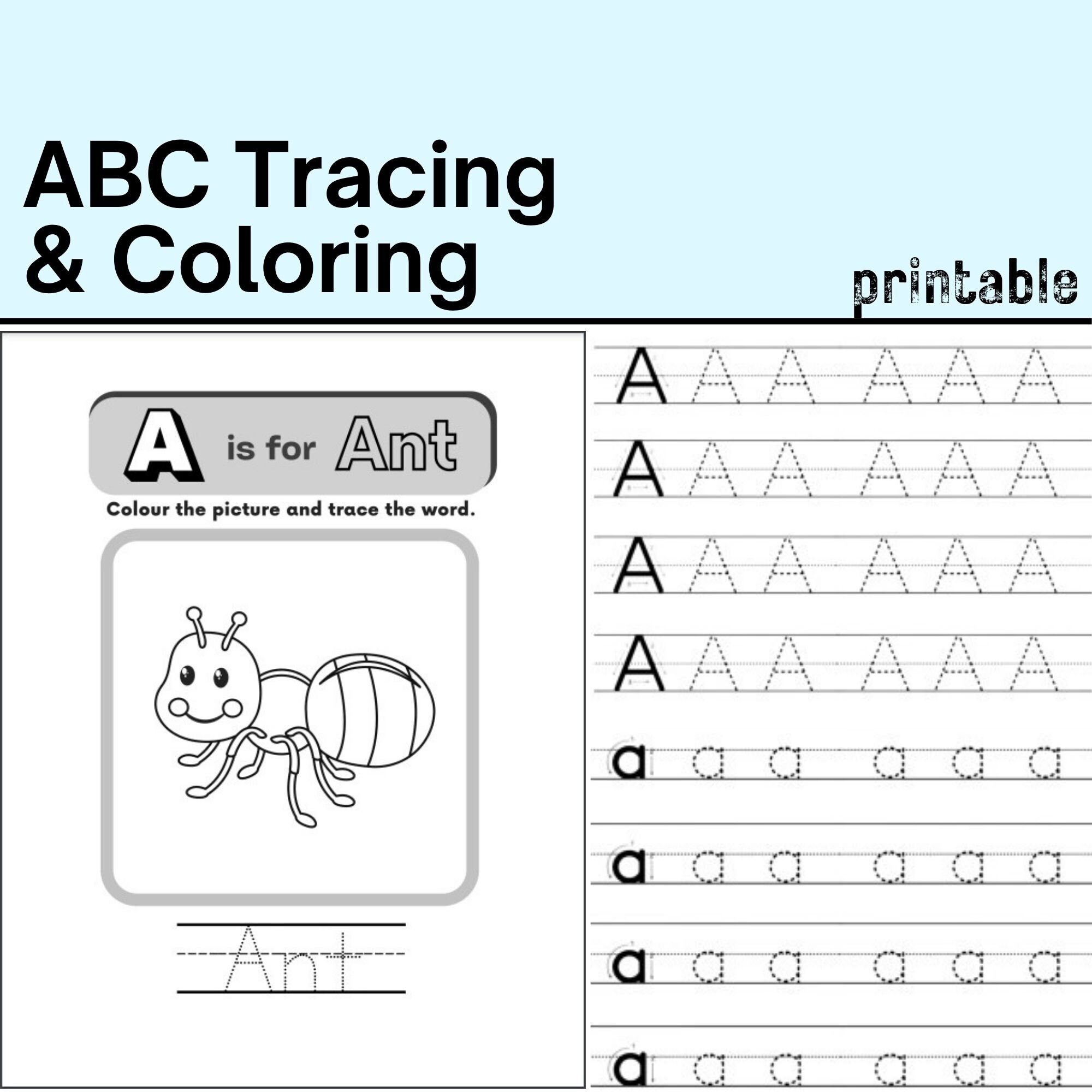 abc Trace And Color practice workbook for kids ages 3-5 years: letter  tracing and Coloring Animals.