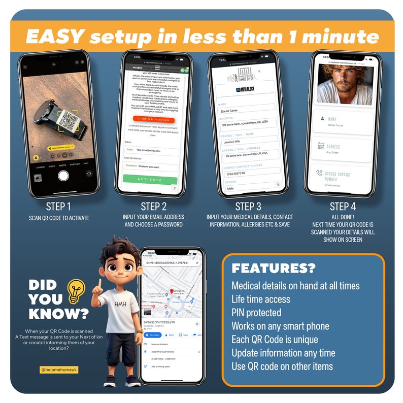 Etiqueta de alerta médica con código QR para Apple Watch: Identificación de emergencia de acero inoxidable imagen 5