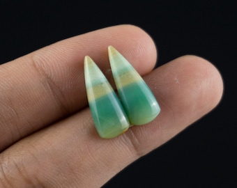 Blue Opal Wood Matched Pair Cabochons