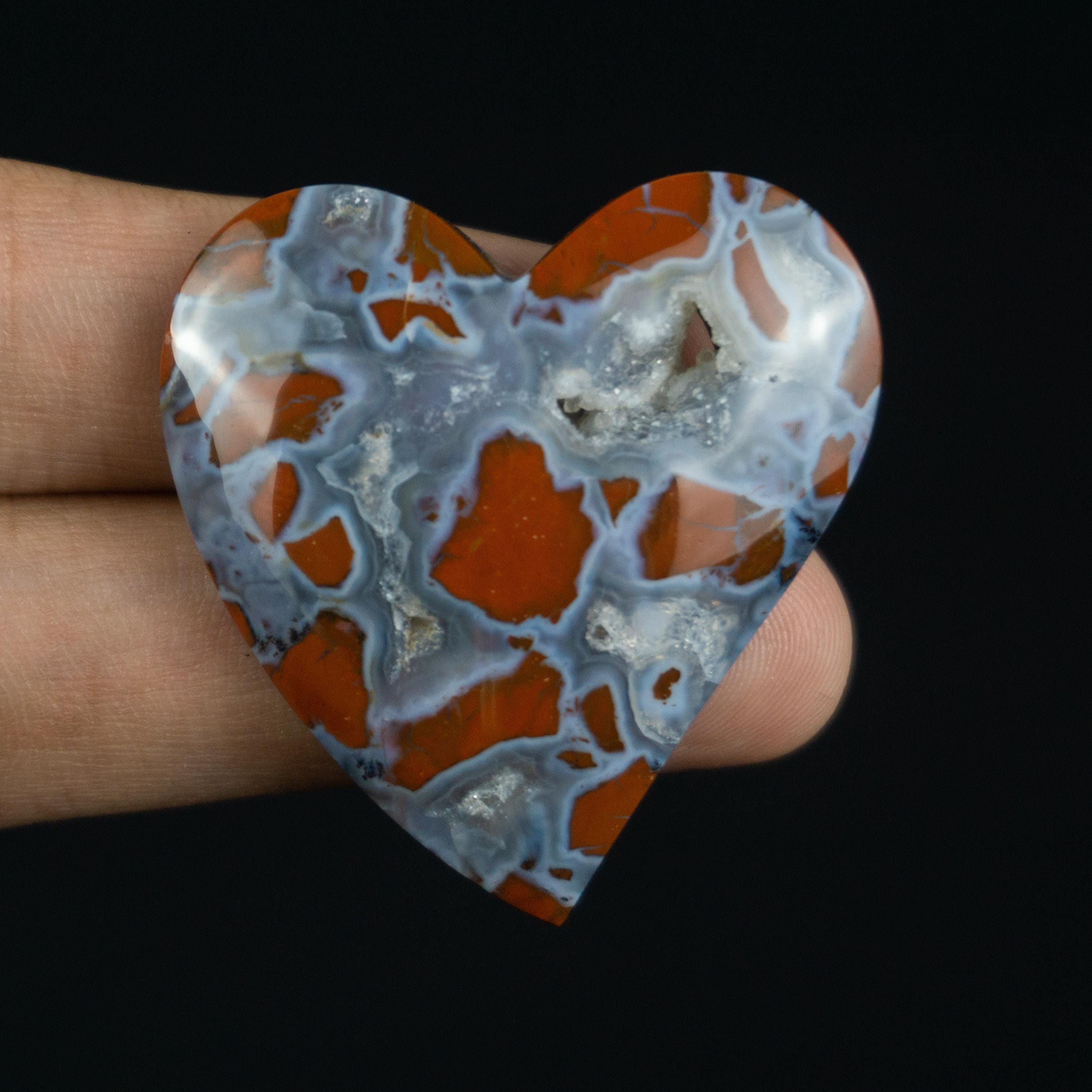 レッドブレッチャジャスパーハートカボション：ジュエリー製作用宝石