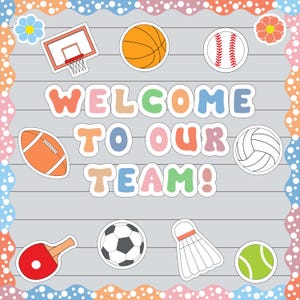 Sports Team Bulletin Board Kit, Printable Sports Bulletin Board Kit, Team Welcome Bulletin Board Kit, Sports Themed Bulletin Board Sets