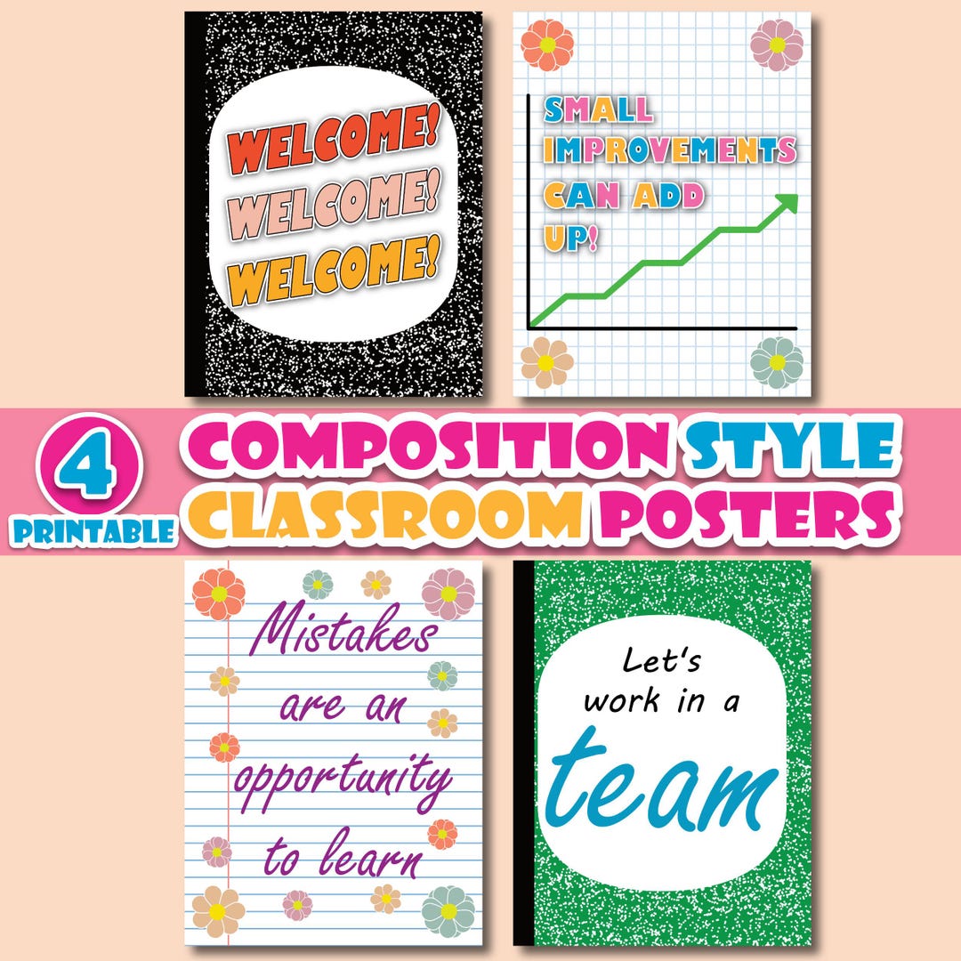 4 Pack Composition Classroom Poster Bundle, Printable Composition ...