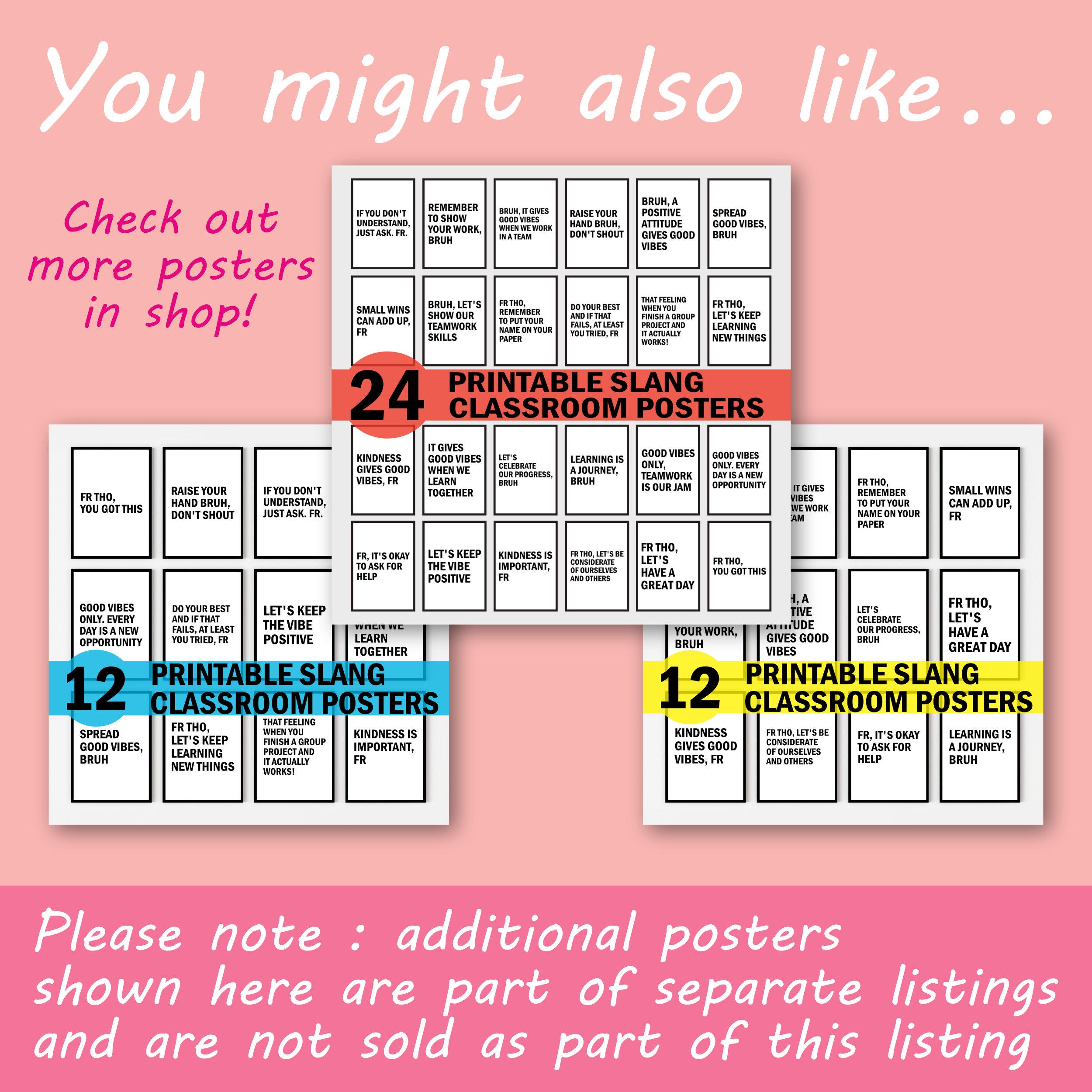 Slang Class Rules, Printable Progress Classroom Poster Bruh, Funny ...