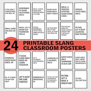 24 Set Classroom Slang Posters Bundle, Printable Classroom Poster Bruh Mega Bundle, High School Funny Slang Posters, Math Teacher Gift