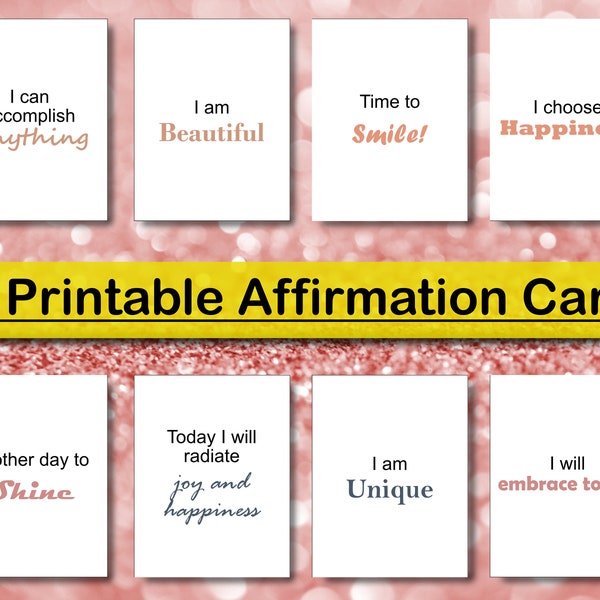 Affirmation Cards Printable, Positive Affirmation, 45 Printable Affirmation Cards