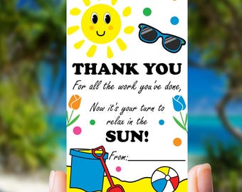 Your Turn to Relax in the Sun Tag, Printable Summer Teacher Appreciation Tag, End of School Year Teacher Gift Tag, Teacher Thank You Tag