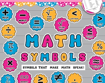Math Symbols Bulletin Board, Printable Math Bulletin Board, Math Classroom Set, Math Classroom Decor, Middle School Math, High School Math