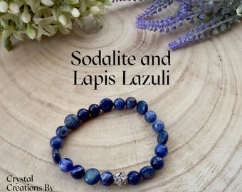 Sodalite & Lapis Lazulli Handmade Stretch Bracelet