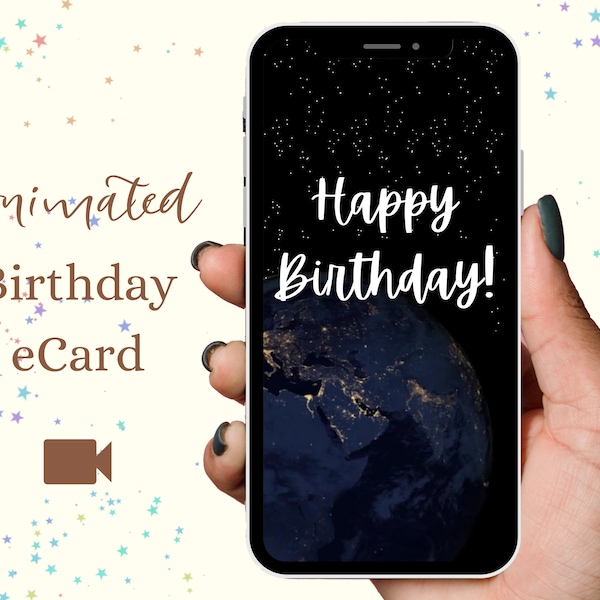 Space themed Digital Animated Birthday Card | Digital Video Birthday eCard, Instant Electronic Greeting Card, outerspace, space puns, punny