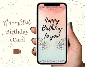 Flower Animated Birthday Card | Digital Video Birthday eCard, Instant Electronic Greeting Card, floral, pastel, wishes come true, mom, girls