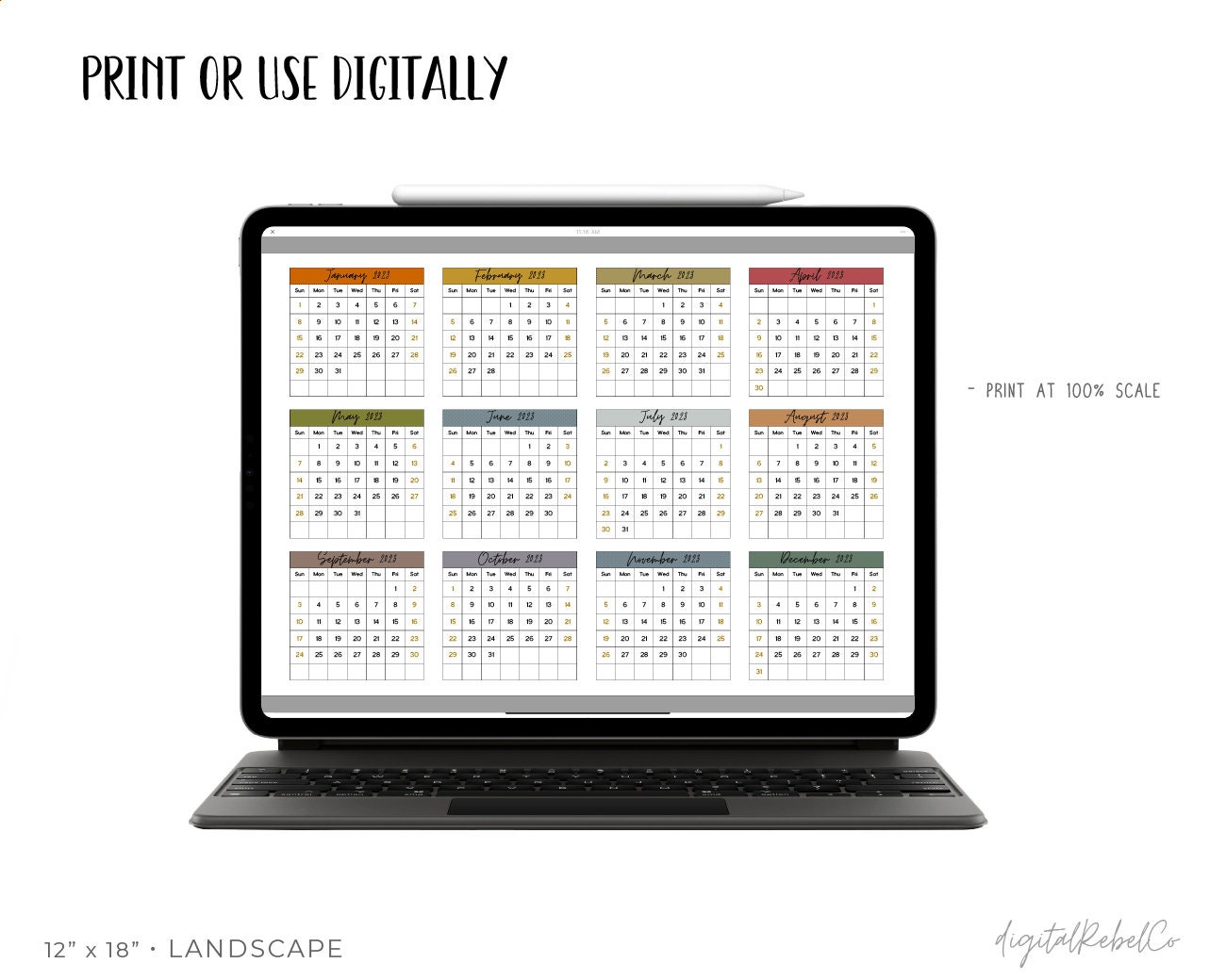Fun Yearly Calendar, 20232024 Printable Calendar, 2023 Year at a