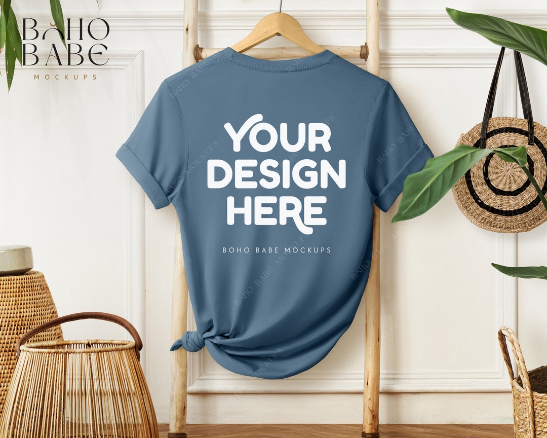 STEEL BLUE Bella Canvas 3001 Back Mockup, 3001 Steel Blue Back Mock Up