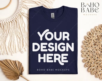 MARINE Gildan 5000 Mockup, Gildan 5000 gefaltetes Tshirt Mock-ups, Boho Flat Lay Tshirt Mockup, Gildan Heavy Cotton gefaltetes Shirt Flatlay