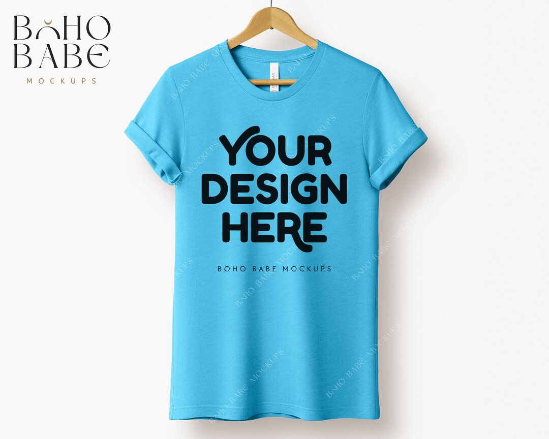 HEATHER AQUA Bella Canvas 3001 Mockup, 3001cvc Heather Aqua Mock-up ...