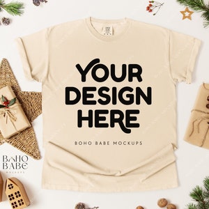 Comfort Colors 1717 Christmas Mockup Bundle | CC1717 Xmas Flatlay Mock up Bundle, Boho Flat Lay Tshirt Template, POD Unisex Shirt image 6
