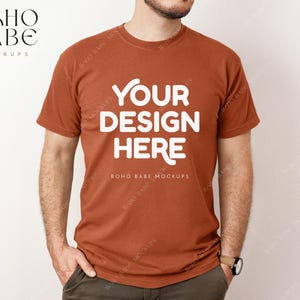 YAM Comfort Colors 1717 Model Mockup | Real Human Male Model Tee Shirt Photo POD Man Lifestyle Simple Boho Digital Template Svg Design