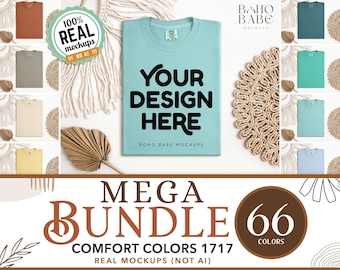 Comfort Colors 1717 Mockup Bundle | CC1717 Boho Flat Lay Folded Tshirt Mockups, POD Unisex Shirt, Real Photo Stock, Digital Template svg