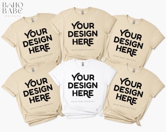 Fiesta nupcial SAND Gildan 64000 Maqueta de grupo, Dama de honor Camiseta de despedida de soltera Flatlay Hen Party Grupo familiar Cumpleaños Múltiples camisetas