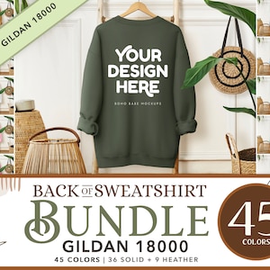 Gildan 18000 Back Mockup Bundle | Gildan 18000 Back of Sweatshirt Bundle, Hanging Crewneck Back Side Mock ups, Boho Styled Mocks, POD Photo